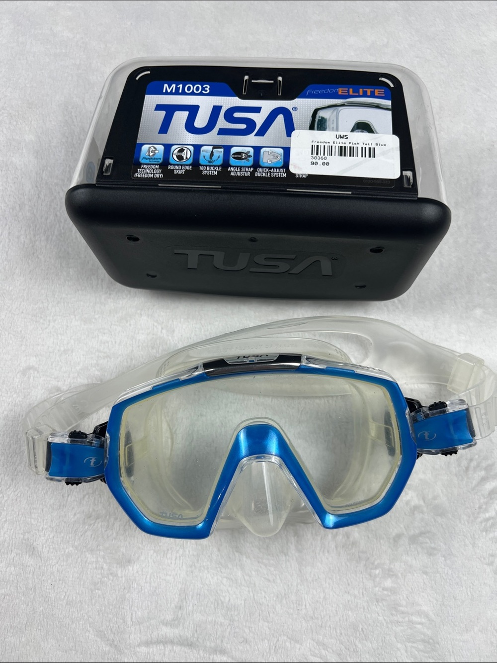 TUSA M-1003 Freedom Elite Scuba Dive Mask Fishtail Blue Single Lens with Case